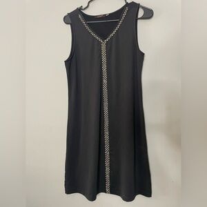 Vtg Dex Black Mini Dress with Silver Detailing